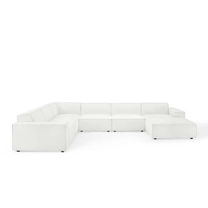 Restore 7-Piece Modern Fabric Upholstered Sectional Sofa in White