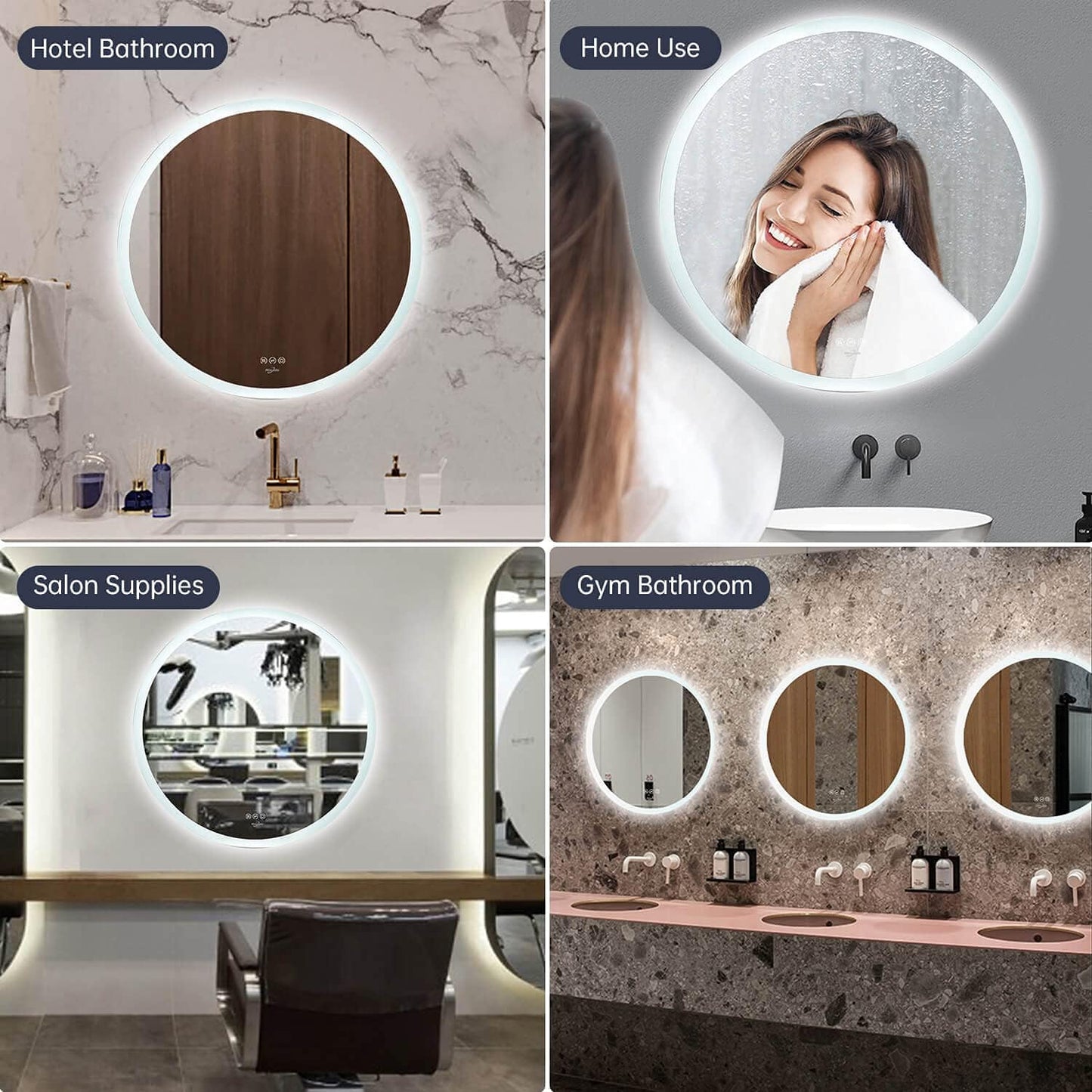 LED Bathroom Vanity Mirror for Wall - 24” X 24” Smart Memory LED Bathroom Mirror, Anti-Fog Touch Switch Smart Makeup Vanity Mirror with 6500K High Lumen Lights