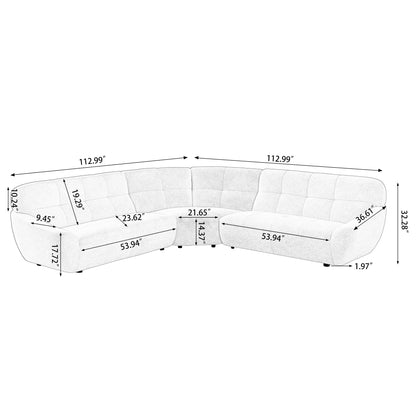 L-Shaped Sectional Sofa Oversied Corner Cloud Couch for Living Room Office Beige