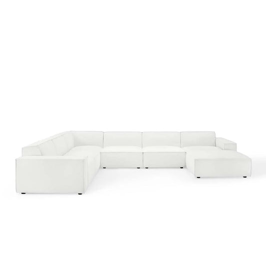 Restore 7-Piece Modern Fabric Upholstered Sectional Sofa in White