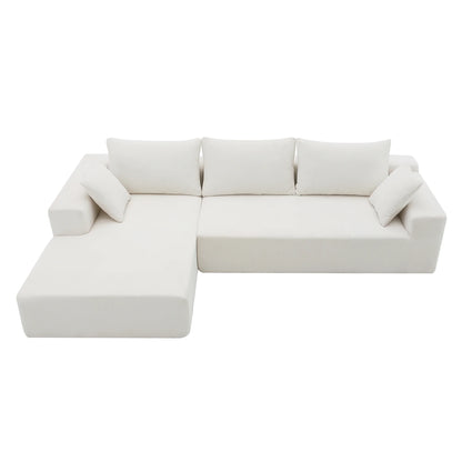 109" Modular Sectional Sofa, L Shaped Modern Couch Upholstered Sleeper Sofa Minimalist Style Couch Living Room Sofa Set for Living Room, White