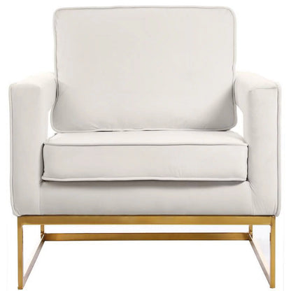 Noah Cream Velvet Accent Chair with Gold Iron Base