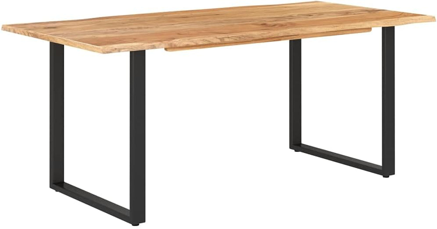 Dining Table with Solid Acacia Wood Table Top and Metal Black Table Leg for Kitchen,Dining Room Home Furniture 70.9"X35.4"X29.9"(Lxwxh)