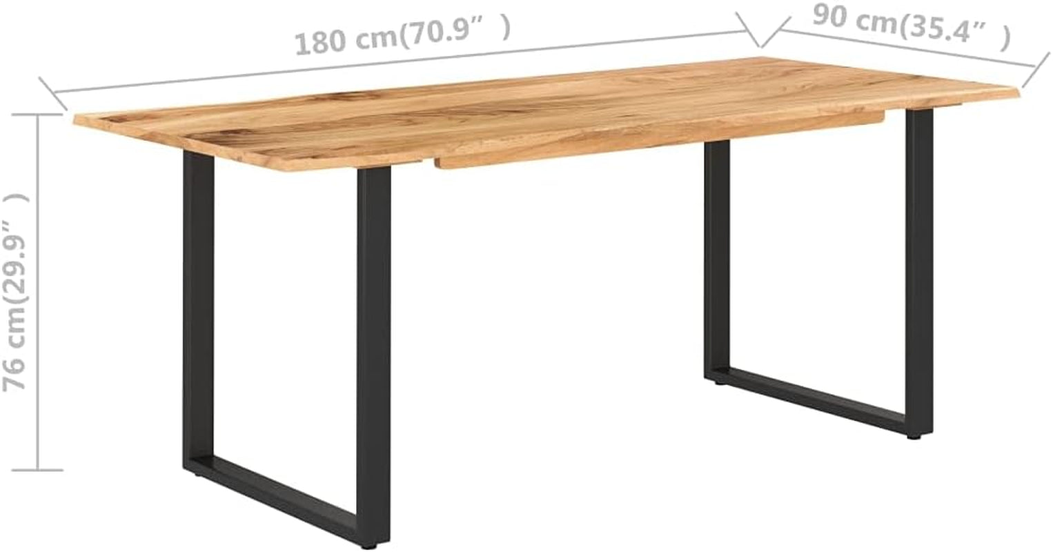 Dining Table with Solid Acacia Wood Table Top and Metal Black Table Leg for Kitchen,Dining Room Home Furniture 70.9"X35.4"X29.9"(Lxwxh)