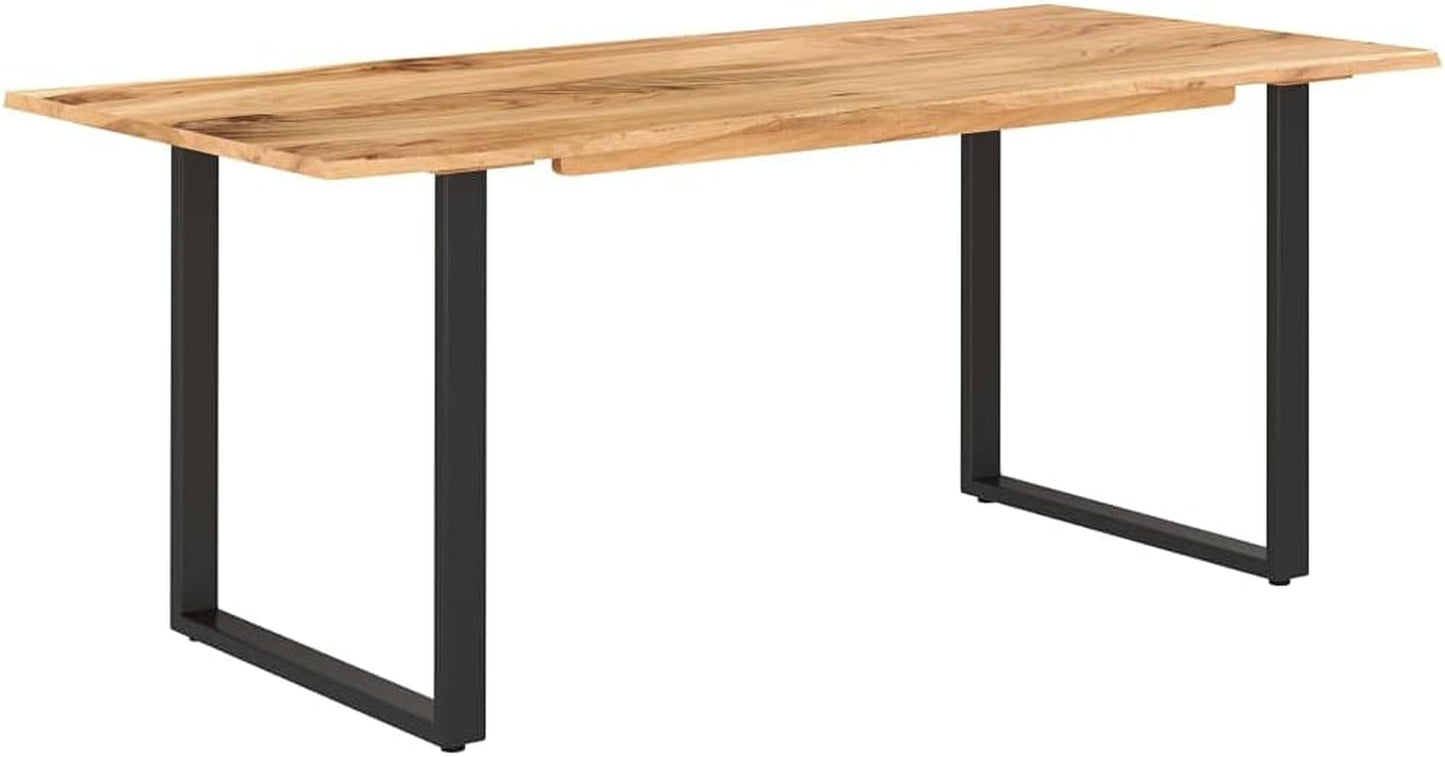 Dining Table with Solid Acacia Wood Table Top and Metal Black Table Leg for Kitchen,Dining Room Home Furniture 70.9"X35.4"X29.9"(Lxwxh)