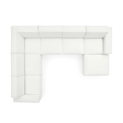 Restore 7-Piece Modern Fabric Upholstered Sectional Sofa in White