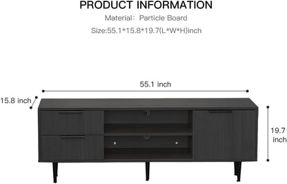 TV Stand Entertainment Center Console Table Modern Furniture 55 Inch, Black